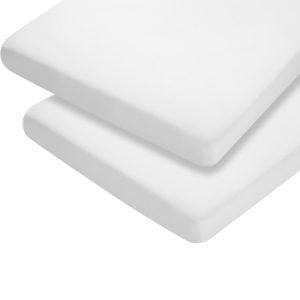 Clevamama Jersey Cotton fitted Cotbed Sheets 2pk White