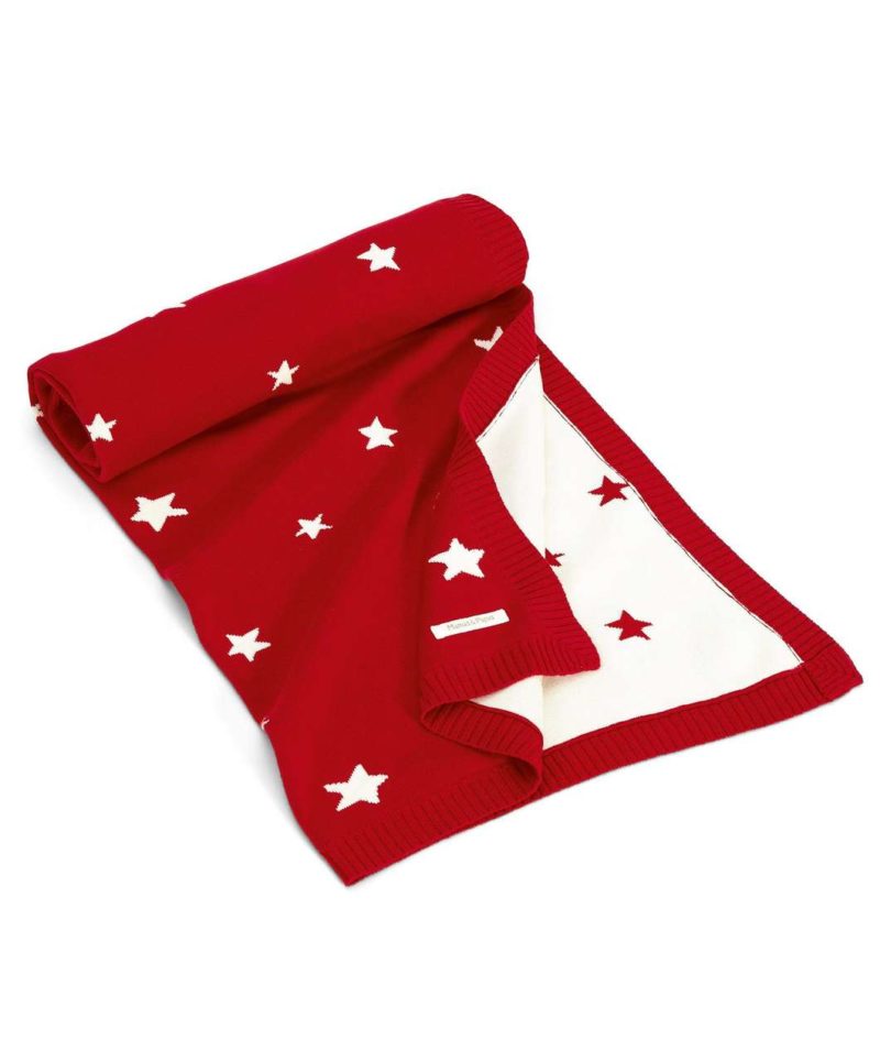 Mamas & Papas Millie & Boris Red Knitted Star Blanket