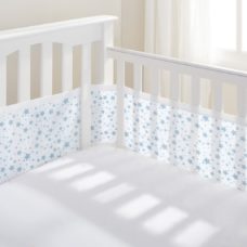 Breathable Baby 4 sided Mesh Cot Liner Twinkle Blue Stars