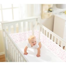 Breathable Baby 4 sided Mesh Cot Liner Twinkle Pink Stars