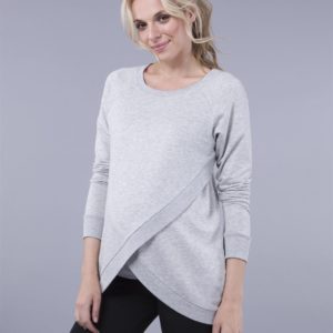 Seraphine Sybil Cross Over Nursing Sweater Grey Marl