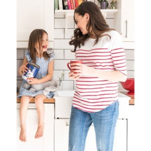Seraphine Jillian Red Striped Cotton Maternity & Nursing Top