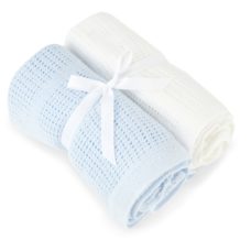 Baby Elegance Cellular Blankets 2 Pack Blue/White