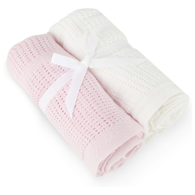 Baby Elegance Cellular Blankets 2 Pack Pink/White