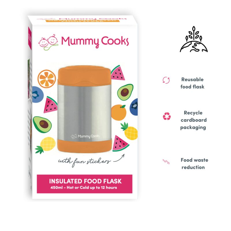 Mummy Cooks 450ml Insulated Food Flask Orange