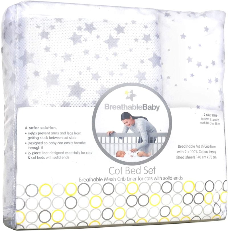 Breathable Baby Cot Bed Set Twinkle Grey