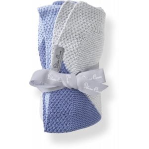 Silver Cross Blue Stripe Knitted Blanket