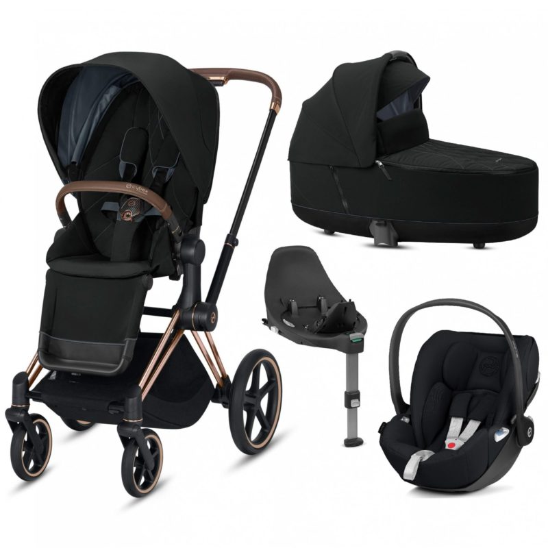 Cybex Priam Rose Gold Travel System with Cloud Z Car Seat & Base