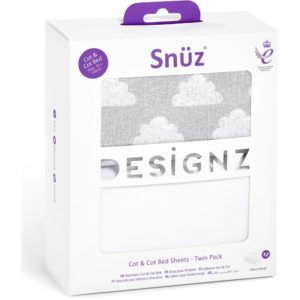 Snuz Cot & Cot Bed 2 Pack Fitted Sheet Cloud