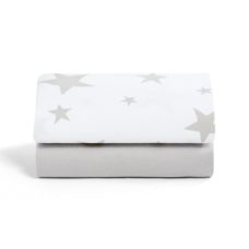 SnuzPod4 Crib 2 Pack Fitted Sheets Grey Star