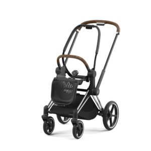 Cybex PRIAM 2022 Deep Black with Chrome and Brown Chassis And Seat