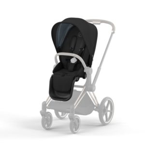 Cybex PRIAM 2022 Deep Black with Chrome and Brown Travel System with Cloud Z2 Car Seat & Base Z2