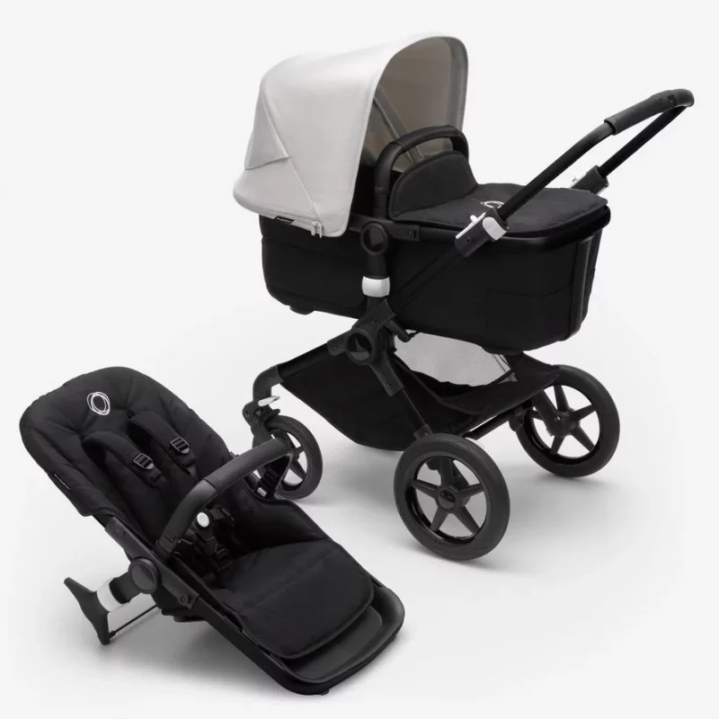 Bugaboo Fox 3 Travel System Black Chassis with Misty White Canopy