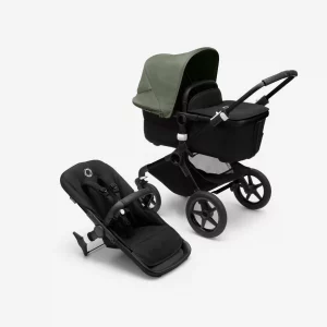 Bugaboo Fox 3 Travel System Black Chassis and Base with Forest Green Canopy