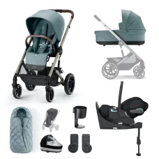 Cybex Balios S Lux 2023 10 Piece Bundle Sky Blue on Taupe Chassis with Cloud Z2 and Base Z2