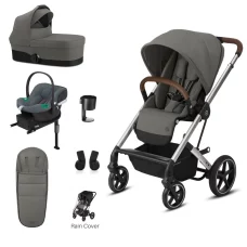 Cybex Balios Lux 8 Piece Bundle Soho Grey on Silver Chassis