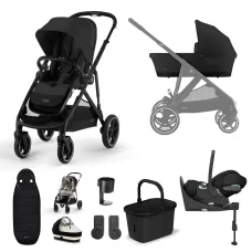 Cybex Gazelle S 2023 Travel System with Cybex Cloud Z2 iSize and Z2 Base Moon Black on Black frame Bundle with Cloud Z2 and Base Z2