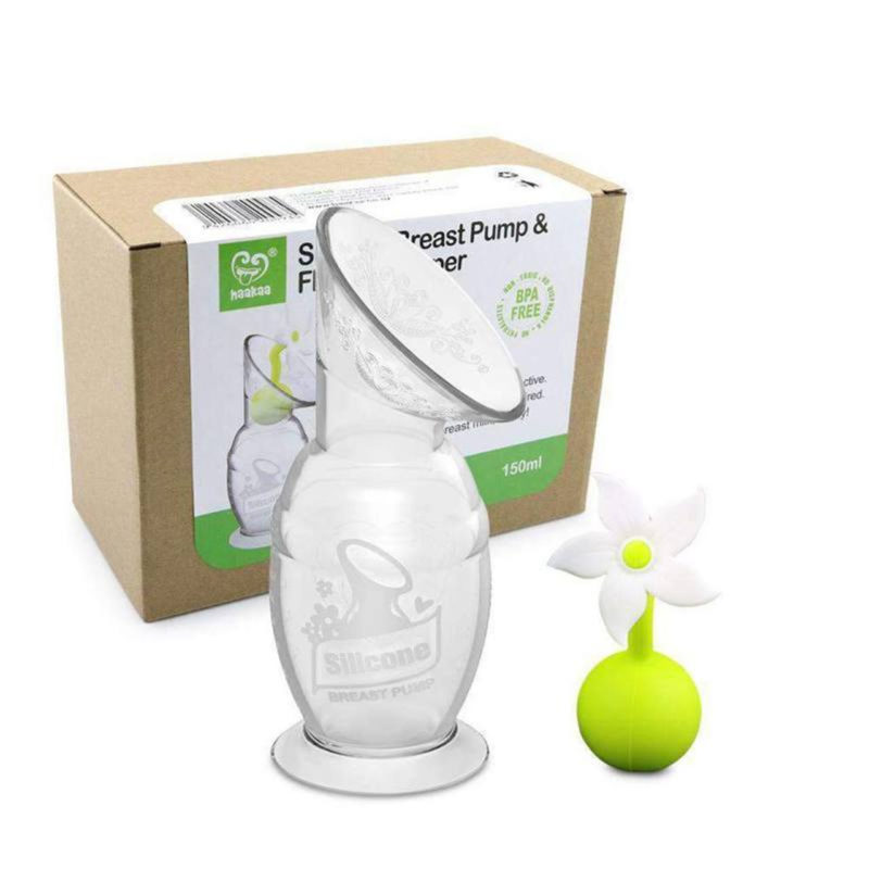 Haakaa Silicone Breast Pump 150ml & White Flower Stopper Gift Set