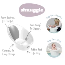 Shnuggle Newborn Baby Bath with Plug and Foam Back Rest
