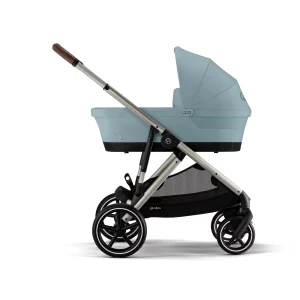 Cybex Gazelle S 2023 Travel System Sky Blue on Taupe frame Carrycot