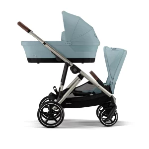 Cybex Gazelle S 2023 Travel System Sky Blue on Taupe frame Stroller doubled