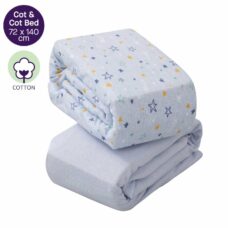 Clevamama Jersey Cotton Fitted Sheets One Size for Cot and Cot Bed Blue