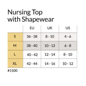 Carriwell Nursing Top with Shapewear Black Size Chart