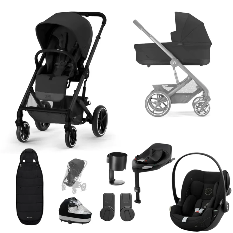 Cybex Balios S Lux 10 Piece Gold Bundle Moon Black on Black Chassis with Cloud G & Base G