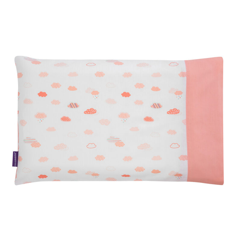 Clevamama Pram Pillow Case Coral Clouds