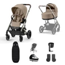 Cybex Balios S Lux 10 Piece Bundle Almond on Taupe Chassis
