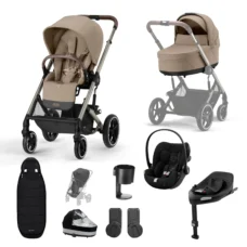 Cybex Balios S Lux 10 Piece Bundle Almond on Taupe Chassis with Cloud G and Base G