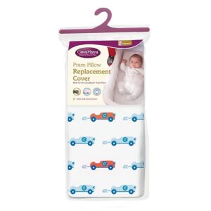 Clevamama Pram Pillow Case Blue Cars