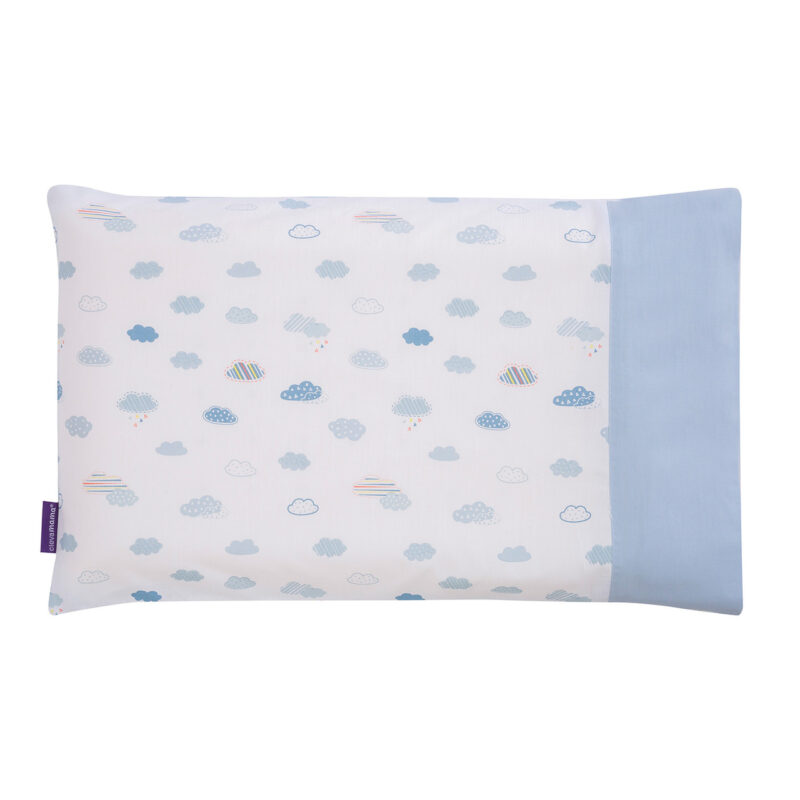 Clevamama Pram Pillow Case Blue Clouds