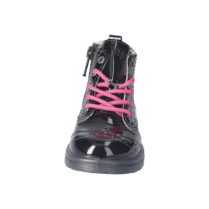 Ricosta Jemmy Boot Black Patent, Pink lace with Zip