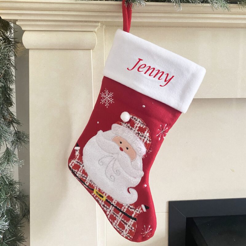 Christmas Santa Red Check Stocking