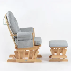 Babylo Brompton Glider Chair & Footstool Grey/Natural Wood