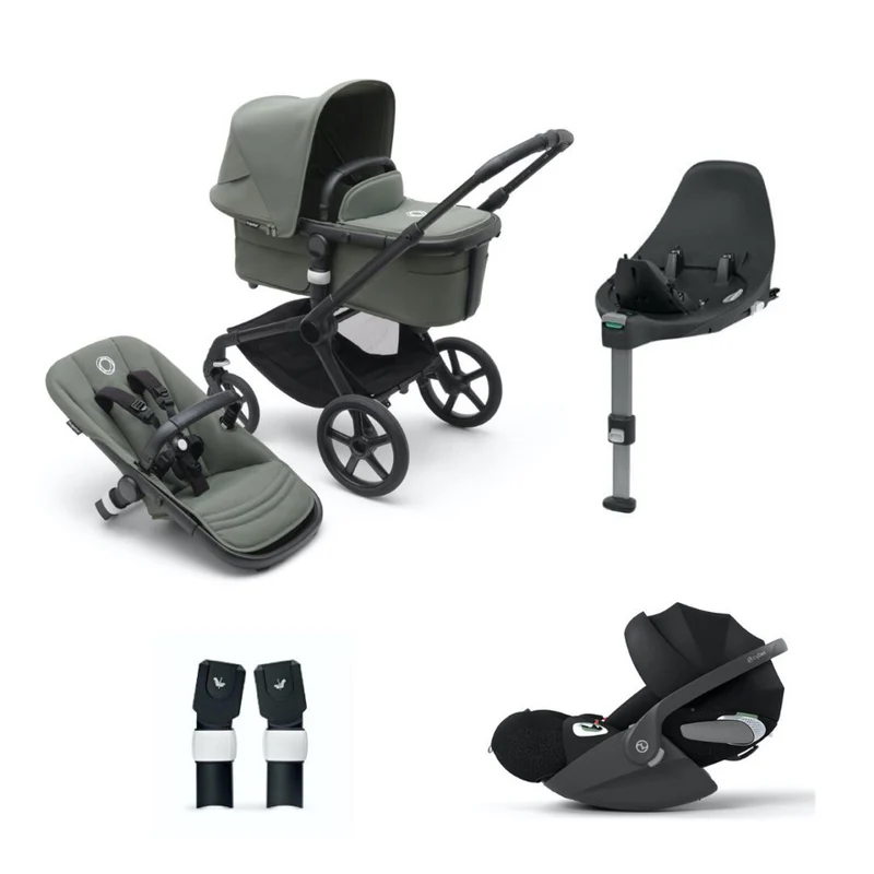 Bugaboo Fox 5 Complete Black/Forest Green with Cybex Cloud T and Base T