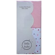 Little Bubz Cotbed Sheets 2 Pack Pink Stars