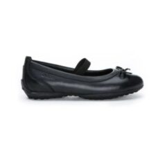 Geox Girls School Shoes Piuma Ballerina Black Leather