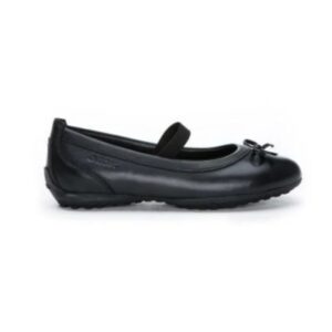 Geox Girls School Shoes Piuma Ballerina Black Leather