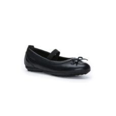 Geox Girls School Shoes Piuma Ballerina Black Leather