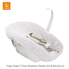 Stokke -Tripp Trapp Newborn Set (Version 1) Textile Set & Bib Pink / Grey Stars